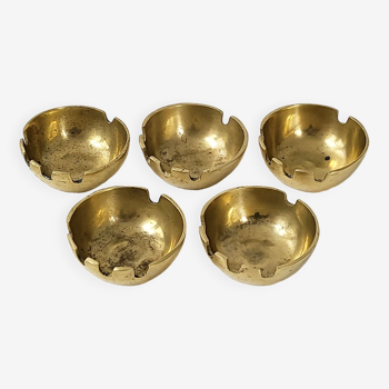 5 vintage ashtrays in gilded brass 1960