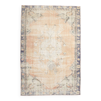 5x8 Peach & Blue Classic Pattern Turkish Vintage Rug, 168x250Cm