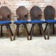 Lot of 6 vintage brutalist chairs from the 1970s.