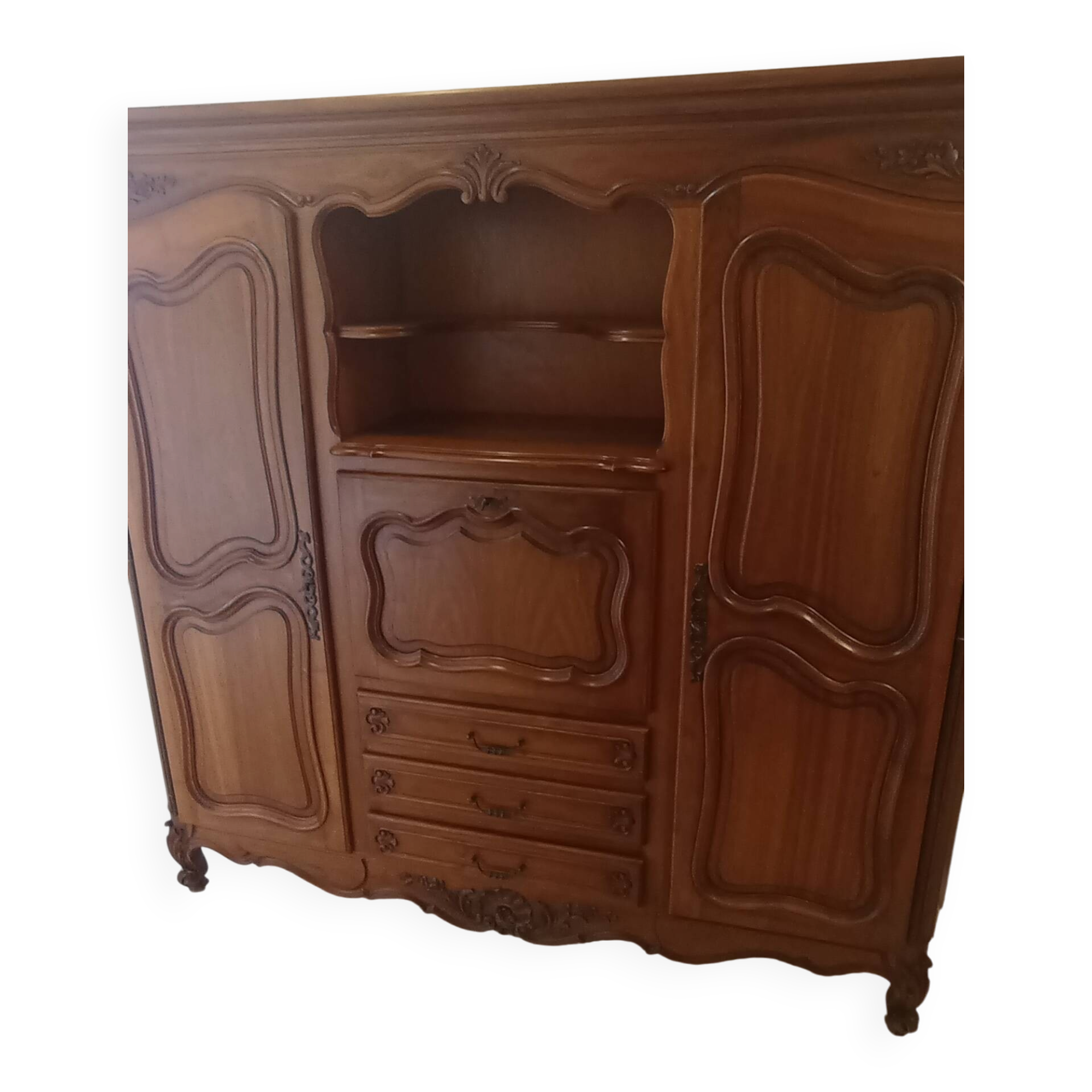 Large walnut bookcase.