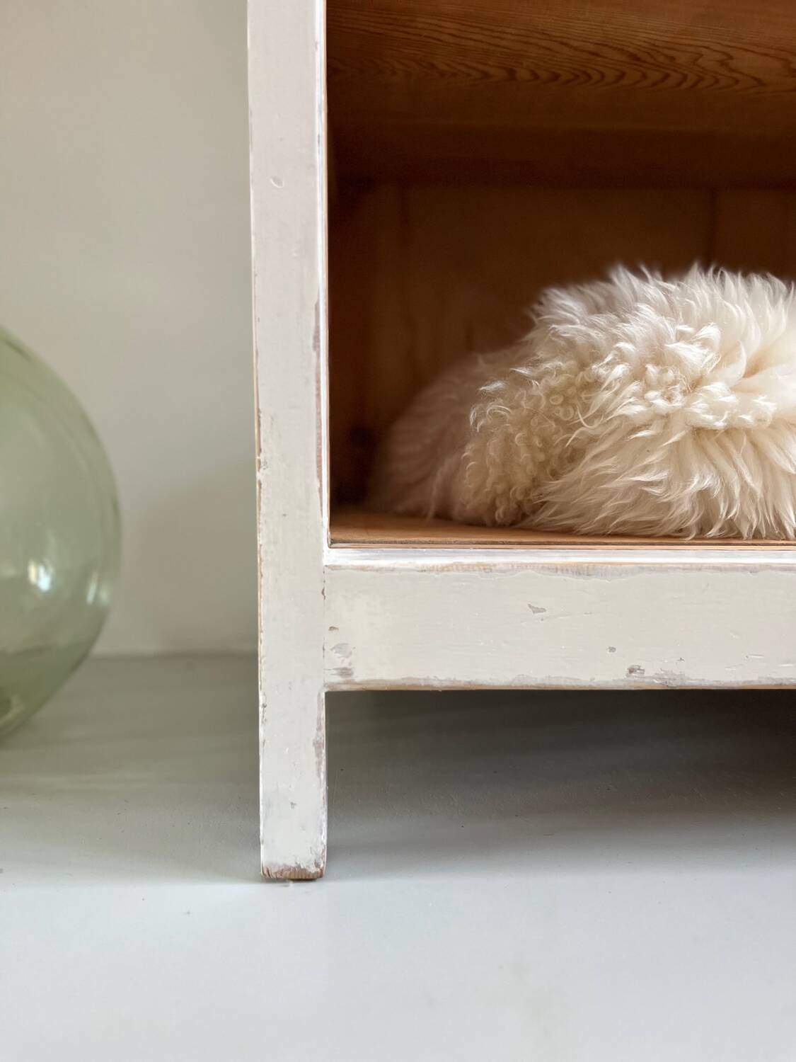 Large antique school wardrobe/bookshelf in solid pine – 1950