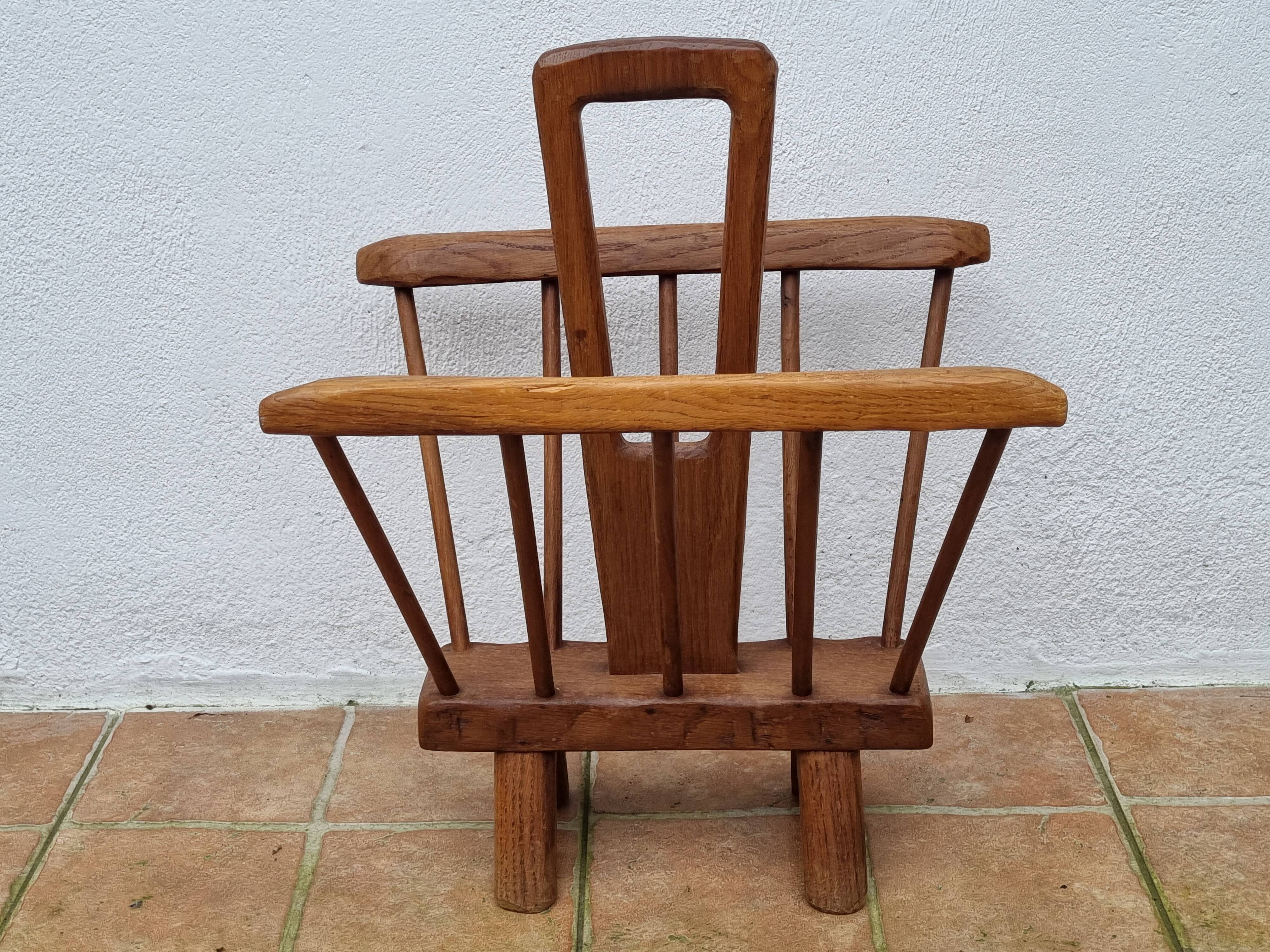 Vintage solid wood magazine rack, 1960s, Scandinavian style