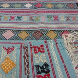 Kilim blue handmade carpets 95x195cm