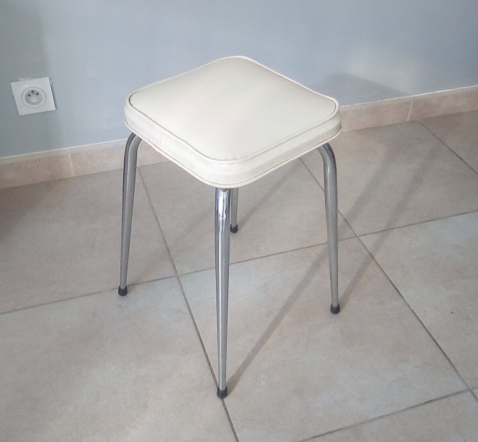 Vintage leather and chrome stool
