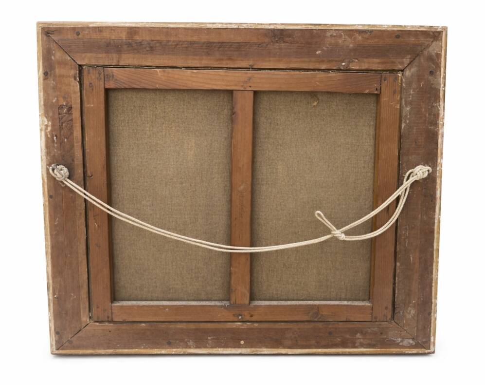 Large old painting landscape river – oil on canvas late 19th century – framed