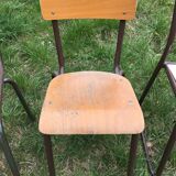 Set of 6 70s school chairs in different patinas and models