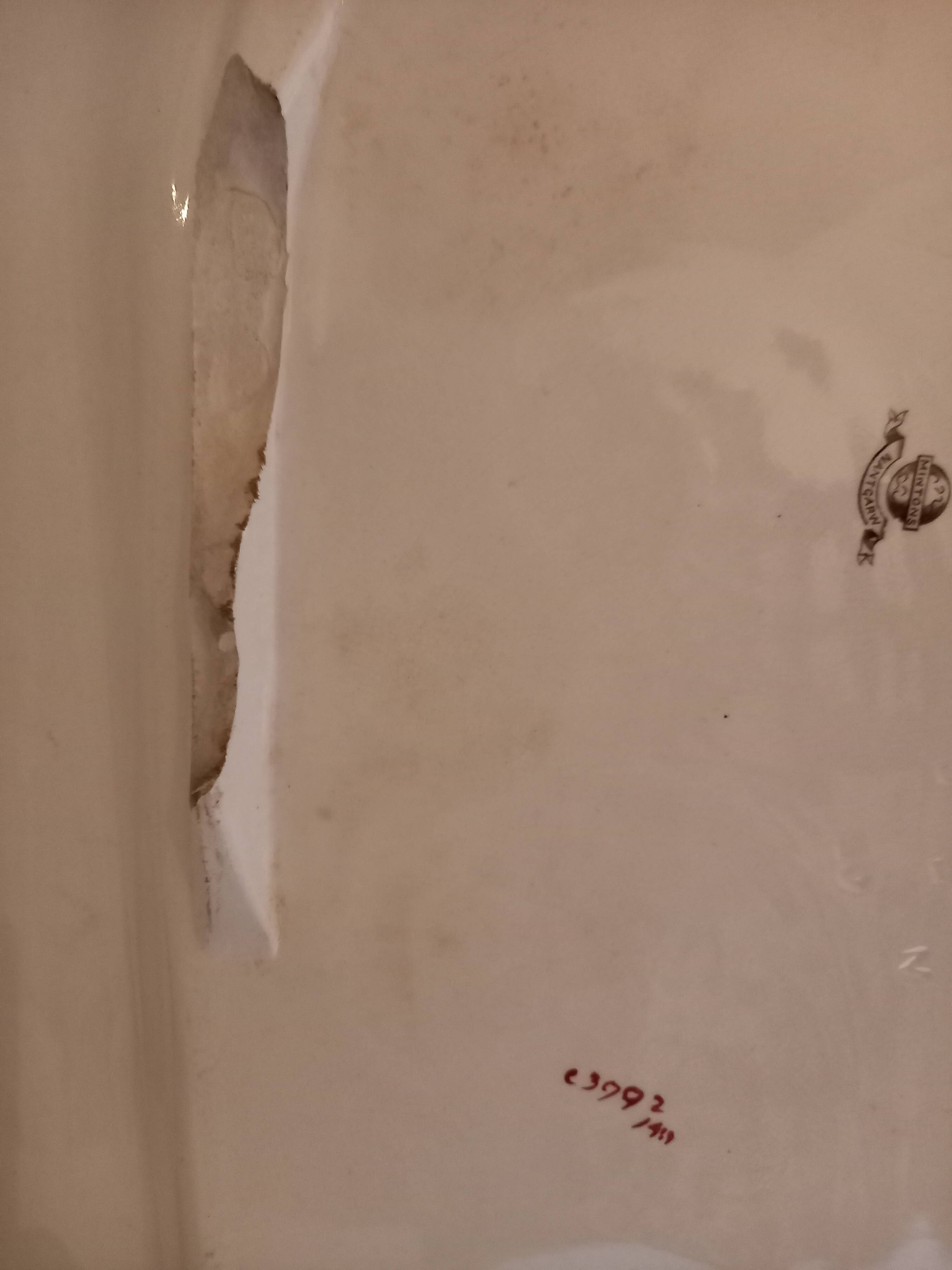 Serving dish, floral decoration, flutes, juice reservoir, English porcelain, Minton