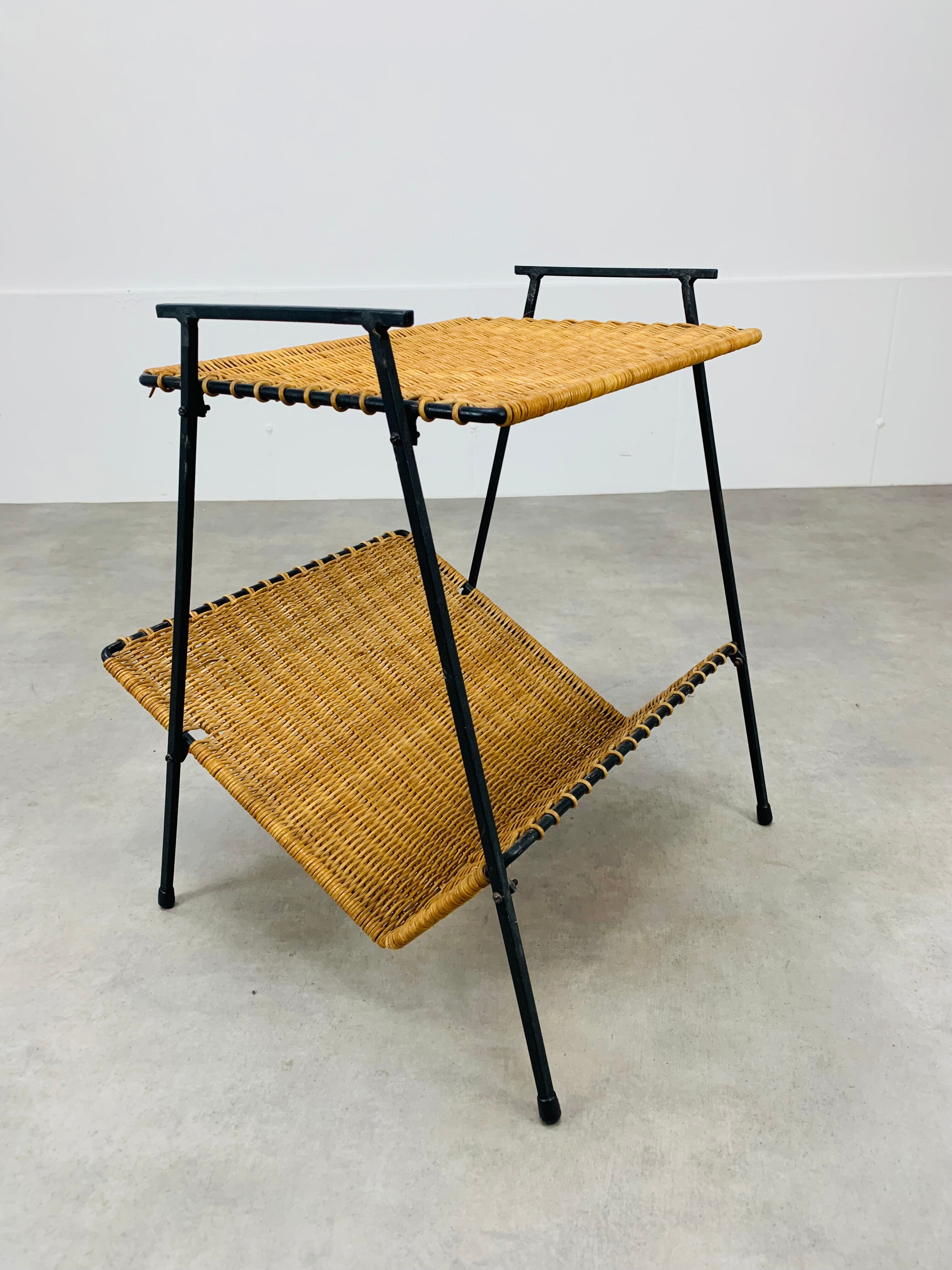 Side table rattan metal 50s, door review