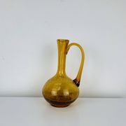 Vase verre bullé ambré vintage