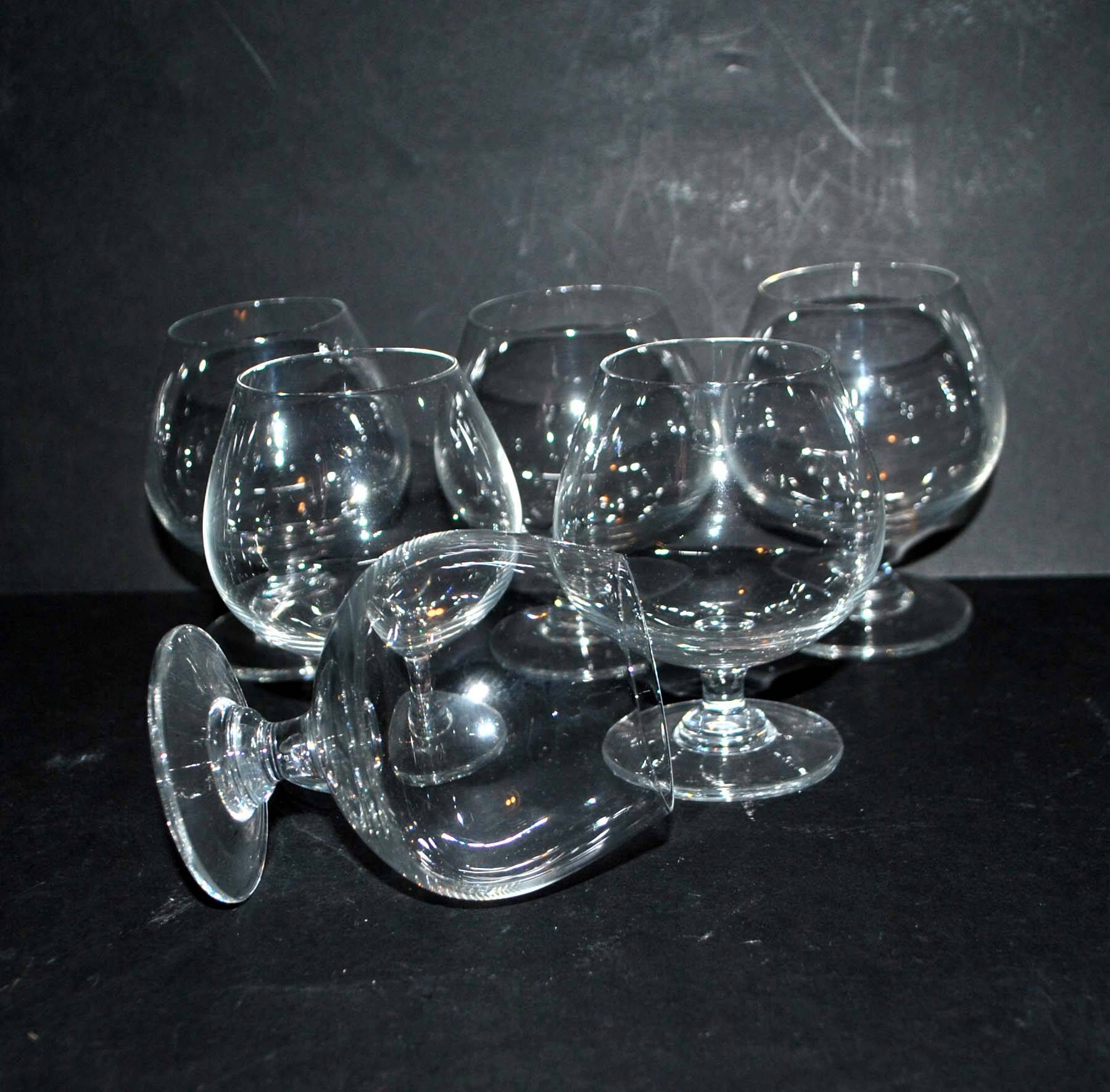Set of 6 crystal digestive balloon glasses - vintage rum cognac glasses