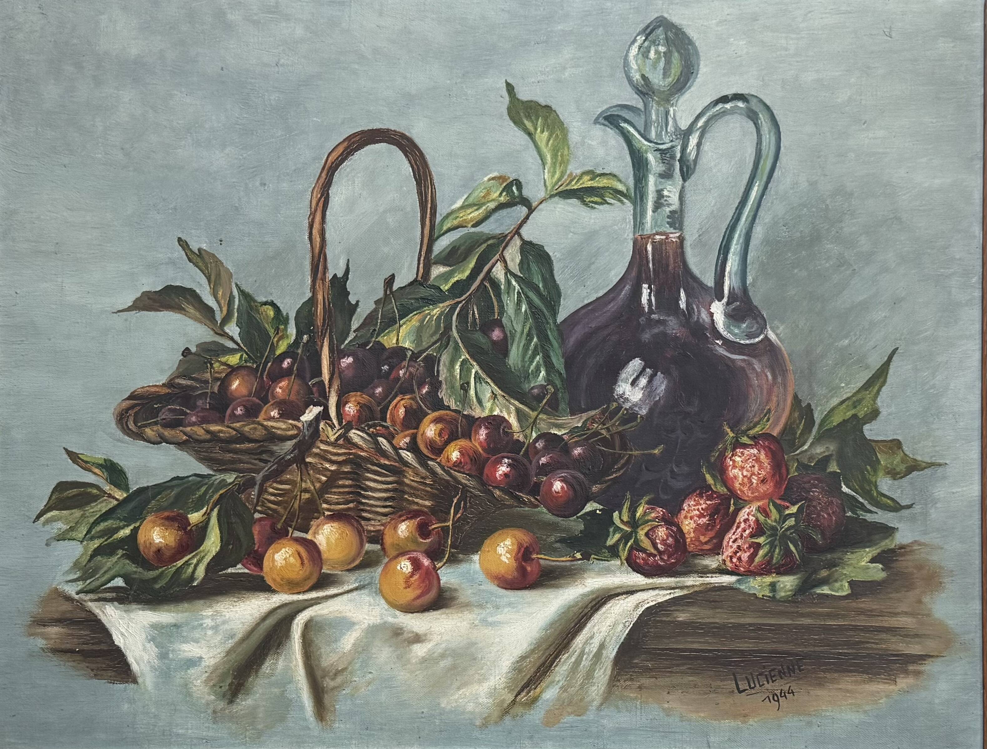 Old painting oil on canvas signed Lucienne 1944
