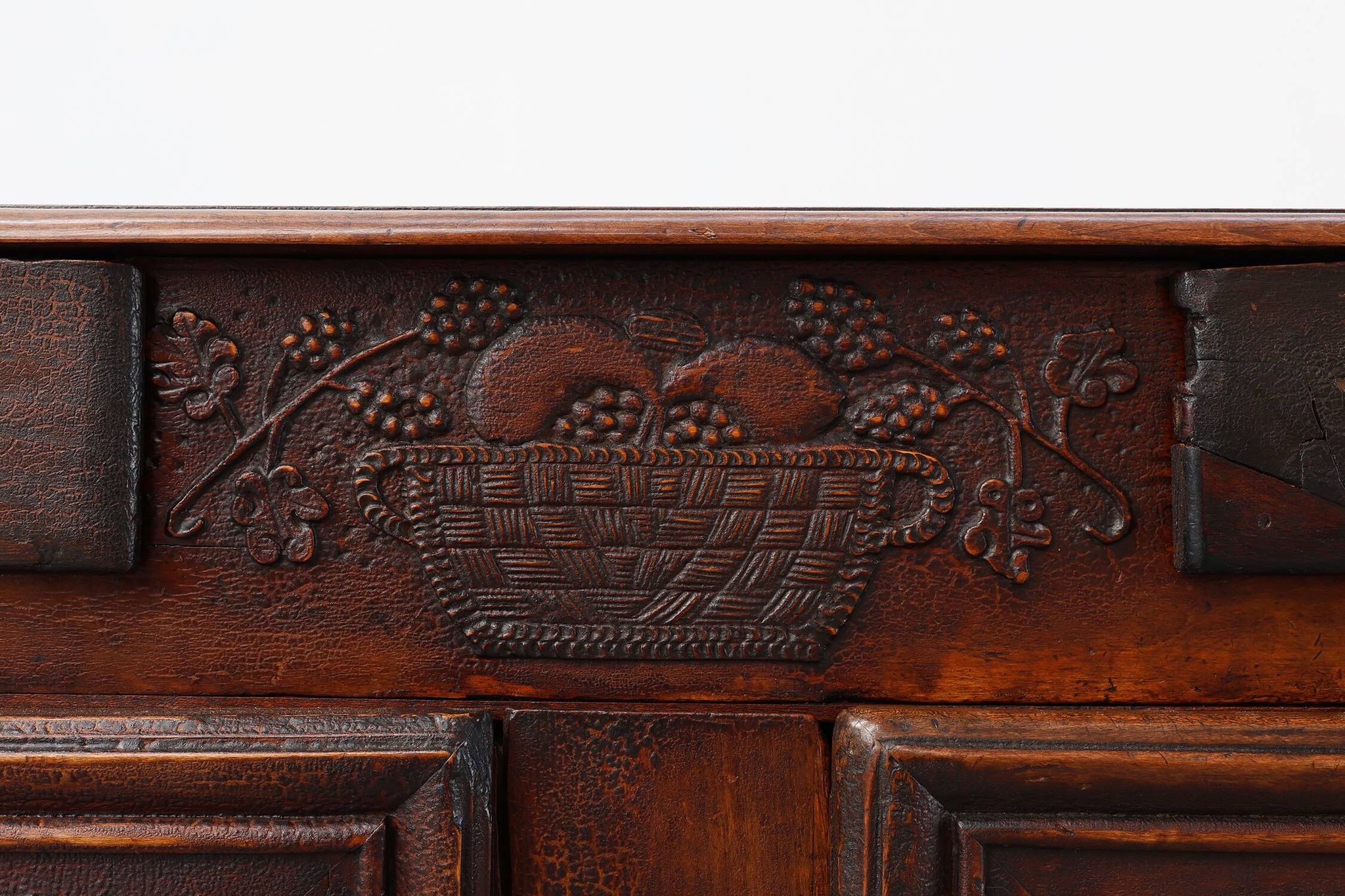 Rare French provincial carved cabinet or buffet with great patina, dated 18