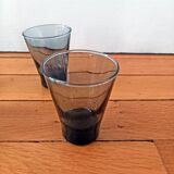 Set of 6 small antique grey blown glass aperitif glasses.