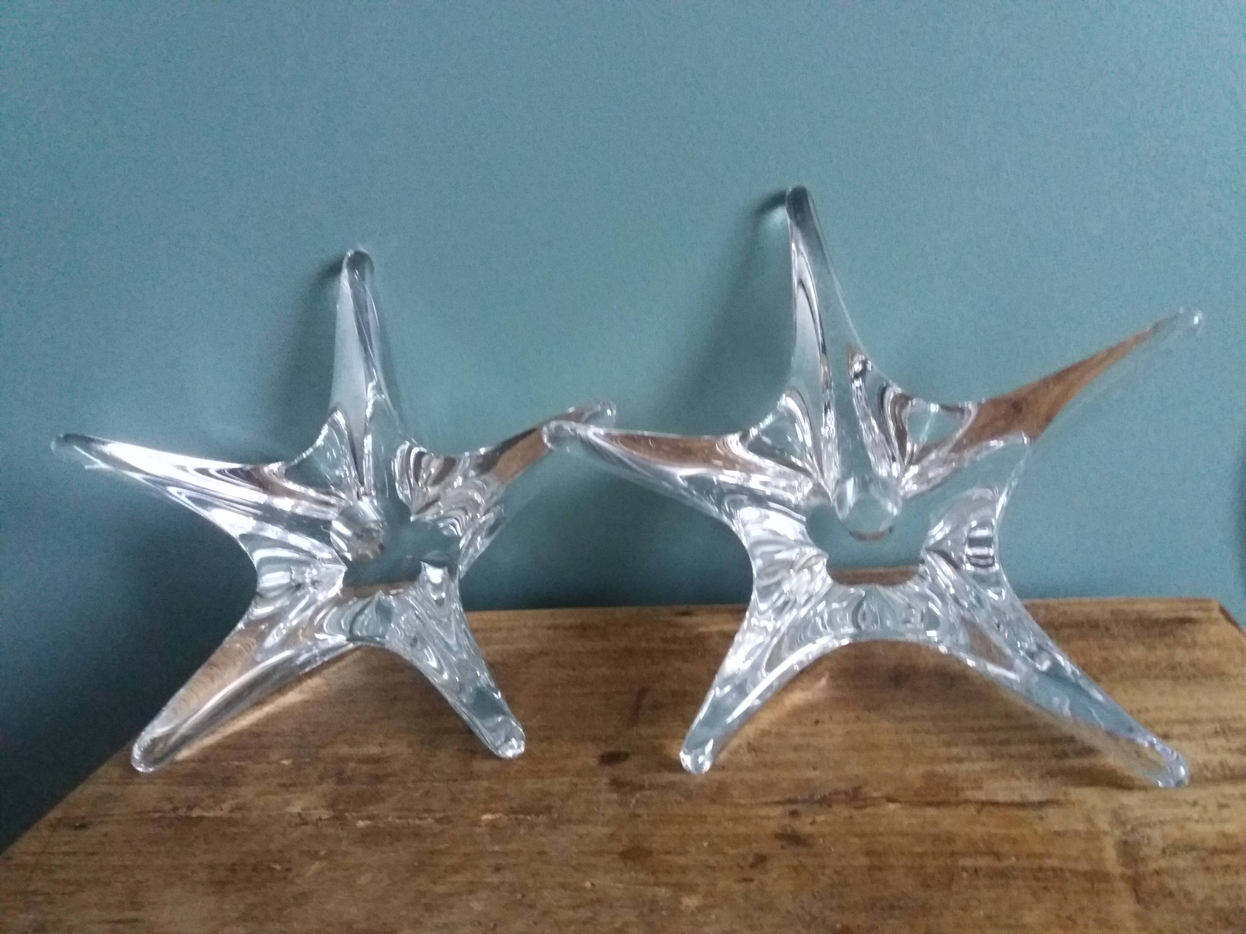 Daum France starfish crystal candlesticks