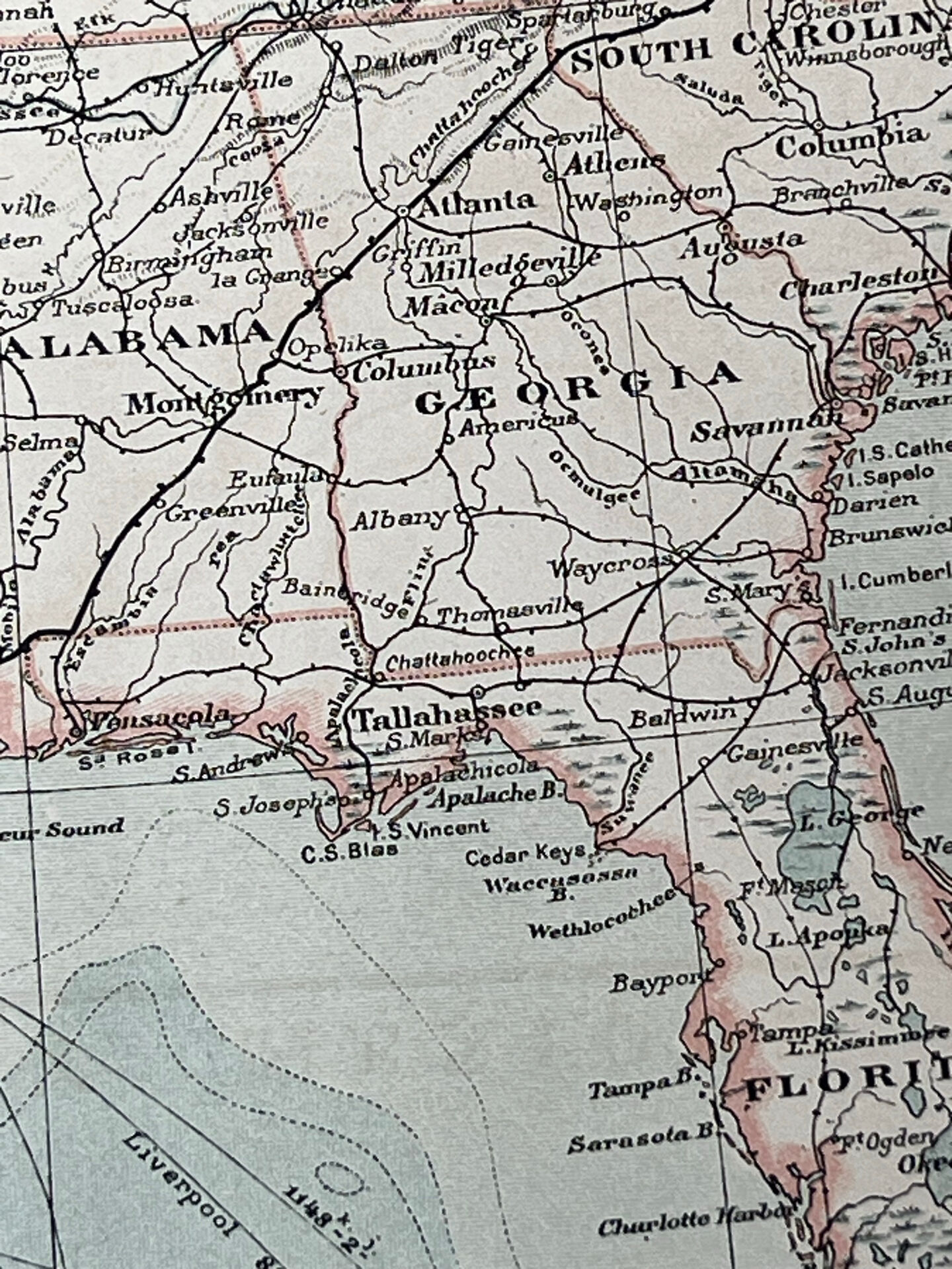 Carte ancienne États Unis et Mexique 70,5x53cm