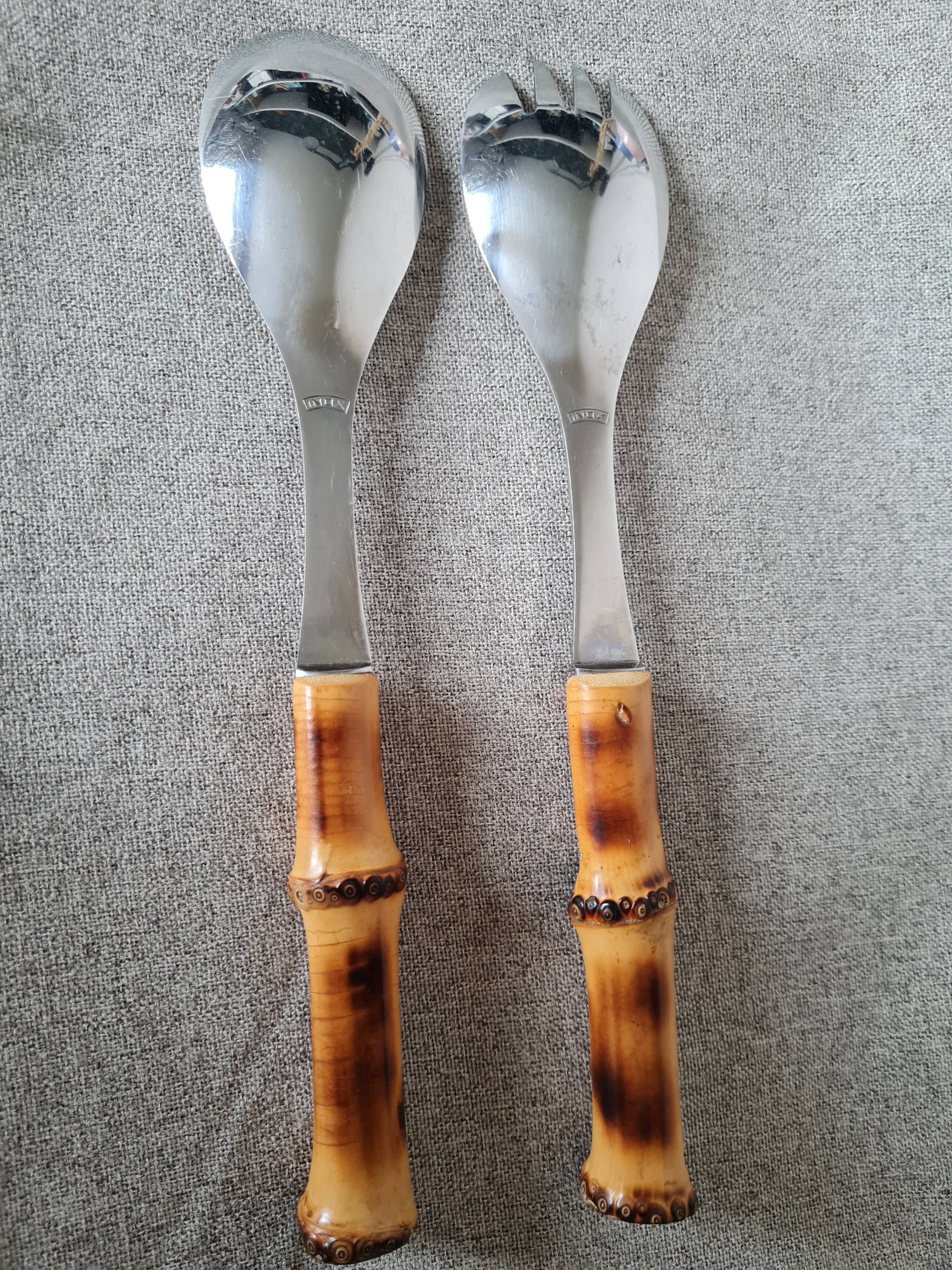 Bamboo handle salad servers