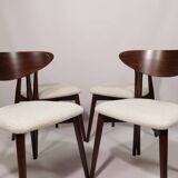 Ensemble de 4 chaises de salle à manger blanc cassé design scandinave