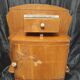 Art Deco bedside table from the 1930s, wooden marble vintage nightstand.