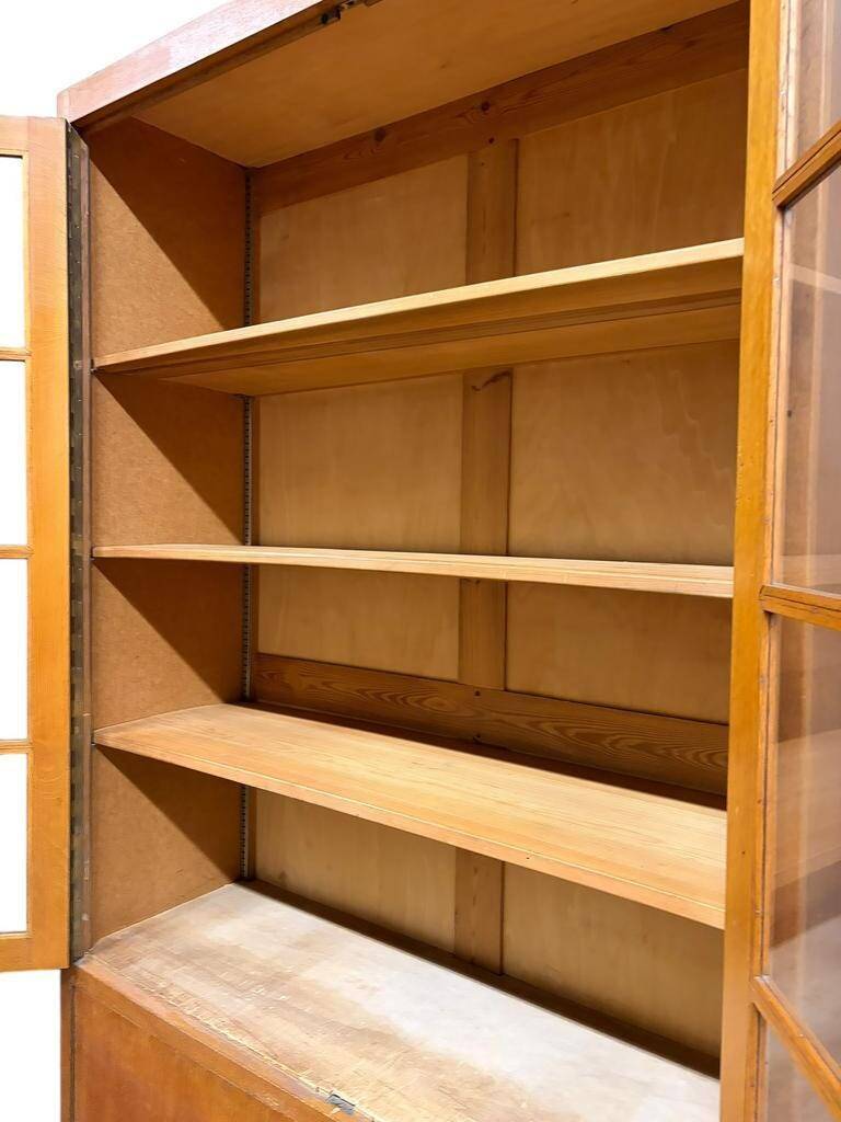 XL vintage display cabinet high in wood / cupboard / laboratory cupboard