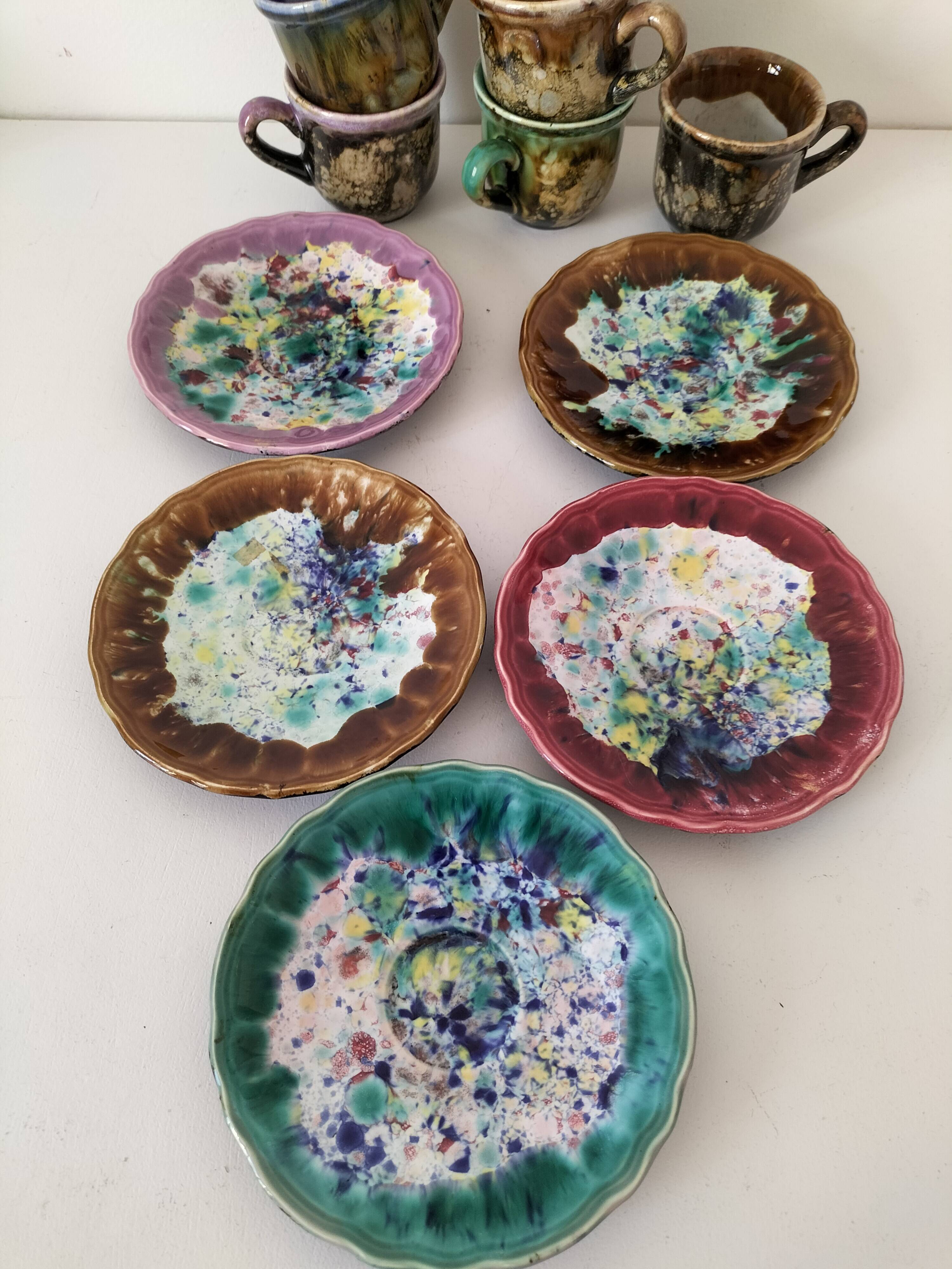 Gaston Gaubier ceramic cups and saucers