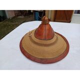 African hat from Nigeria, straw and leather