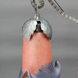 Two-headed wrought iron lamp by Muller, Art Deco, France, Circa 1920