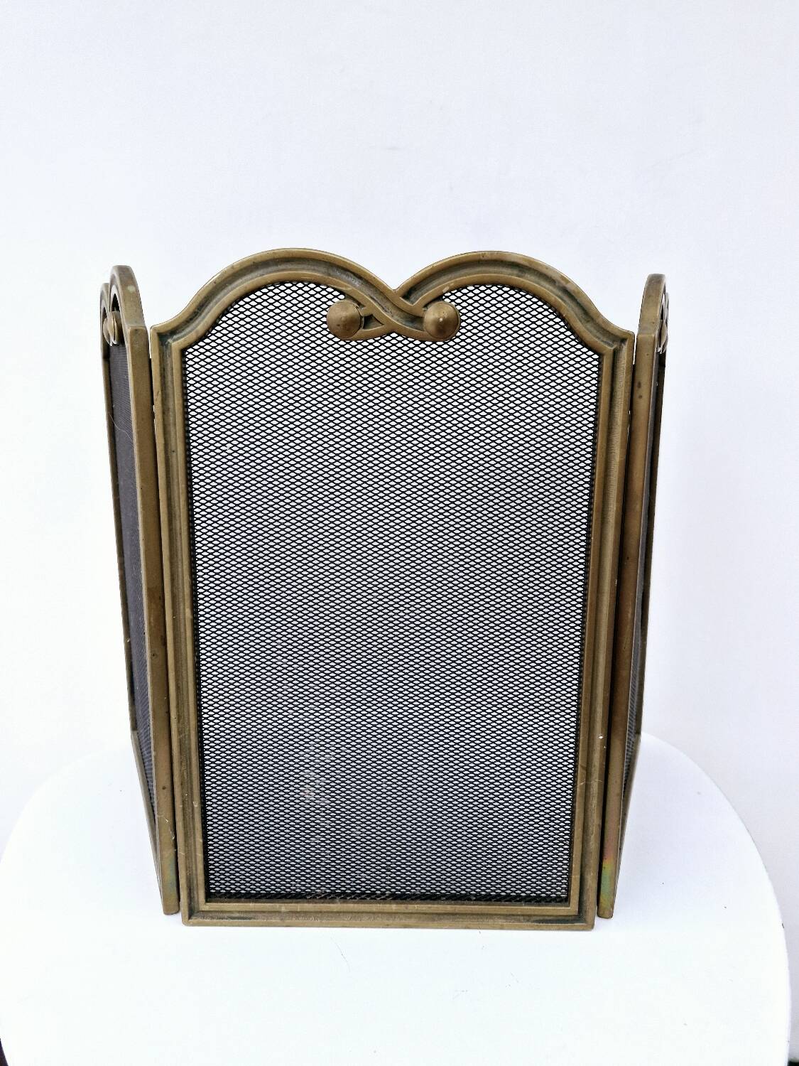 Antique brass fire screen 75x38cm fireplace protection screen