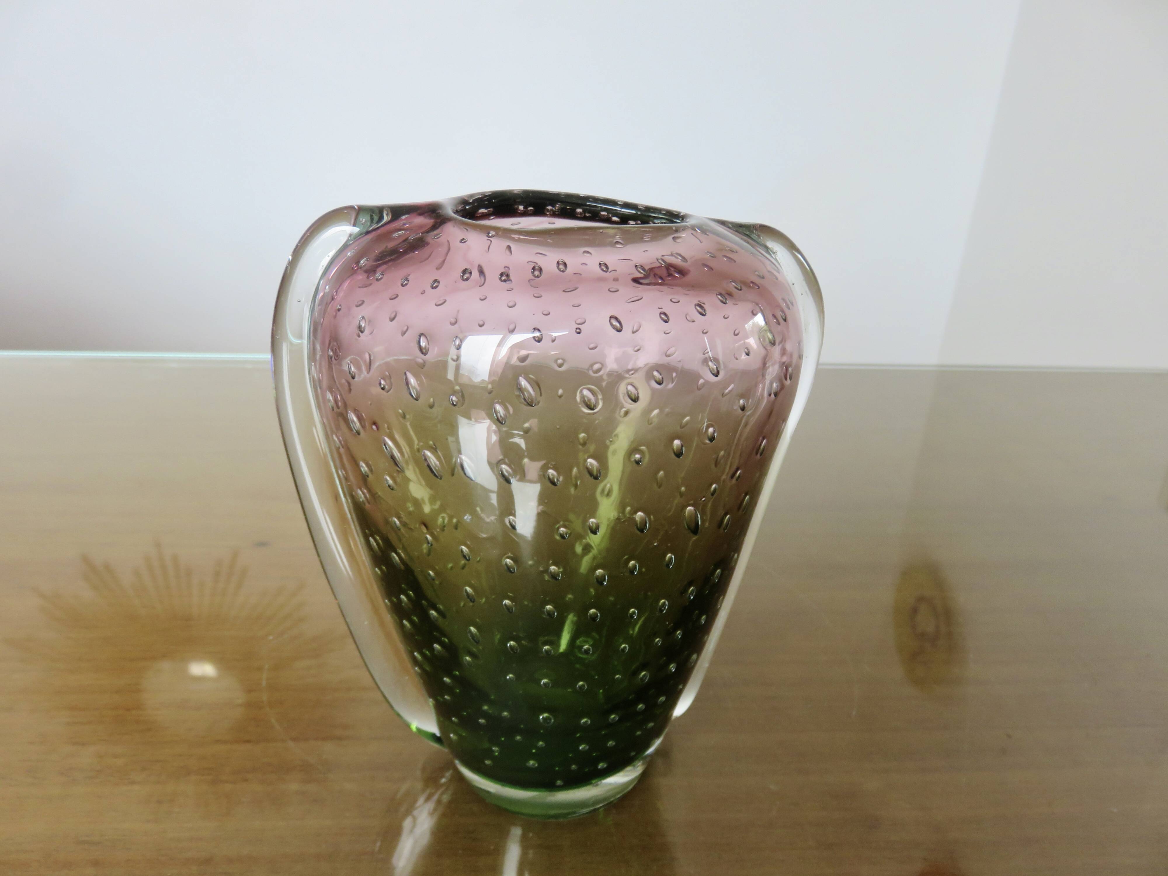 Murano vase in blown glass, bubbled, 50s-60s