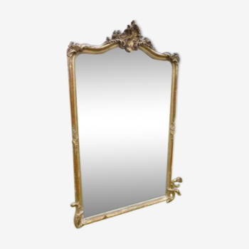 Miroir biseauté cadre doré style Louis XV XIXème siècle 103x173cm