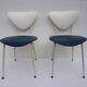 Ensemble de 2 chaises à manger rétro de skai en bleu et blanc