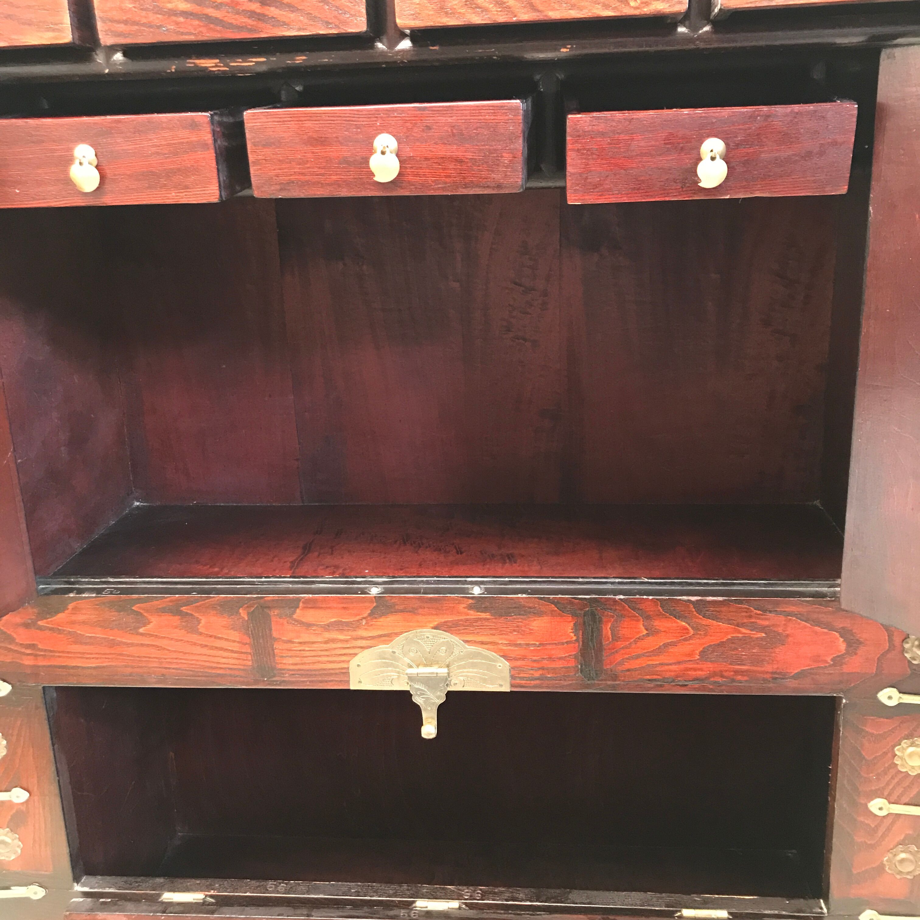 Furniture antique Korean storage box 1910 in wood and brass
