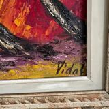 Peinture à l'huile sur toile représentant un paysage