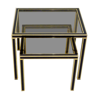Pair of black & gold trundle tables 1970'