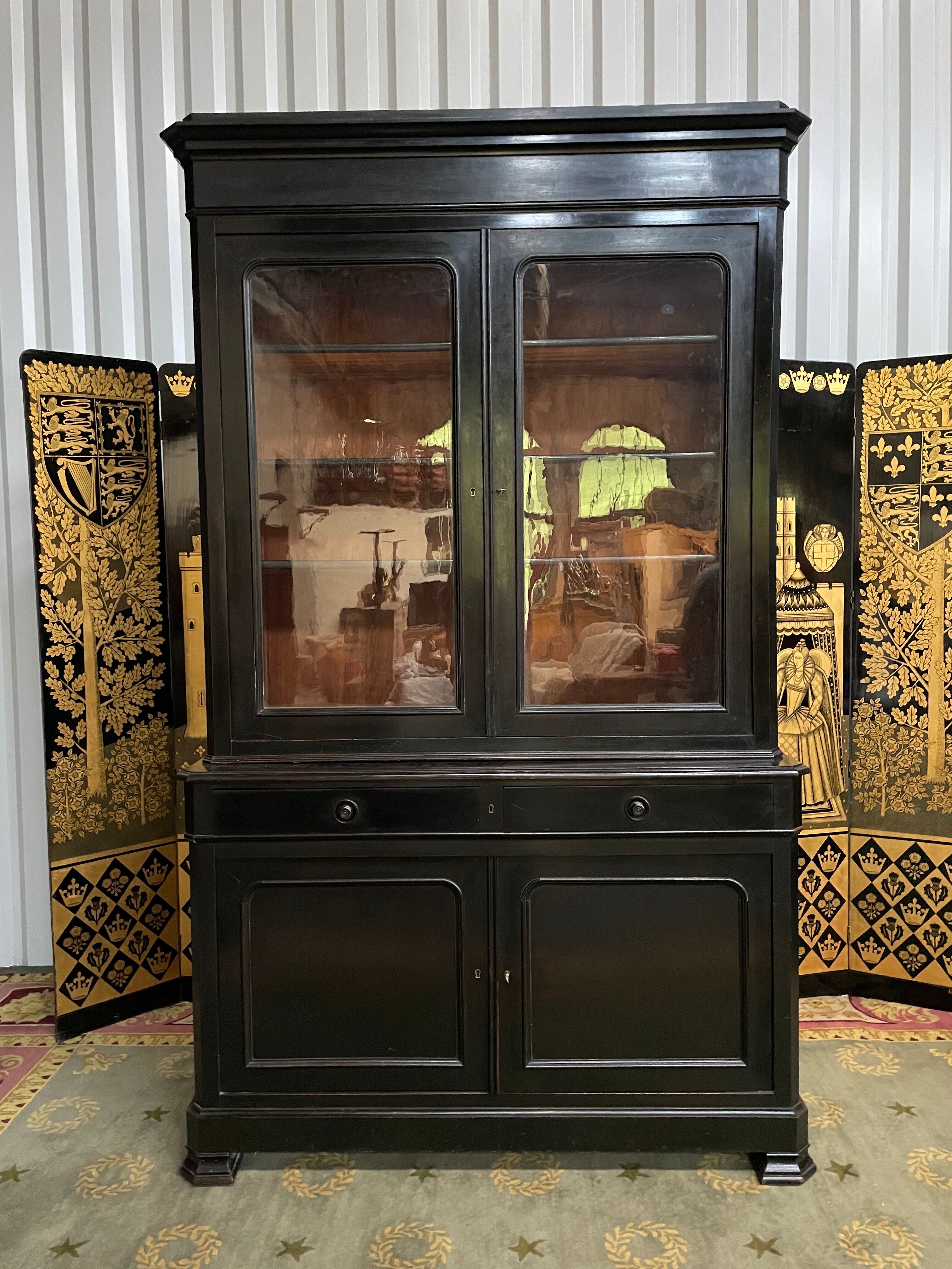 Louis Philippe two-body sideboard in blackened wood 19th
