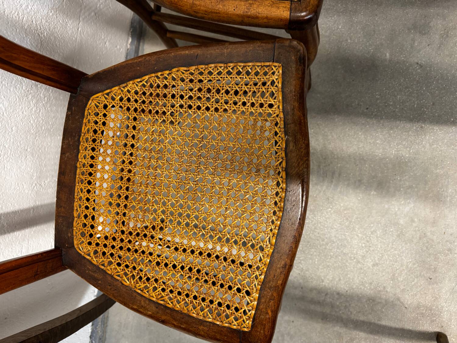 Lot de 4 chaises en cannage et bois Louis Philippe