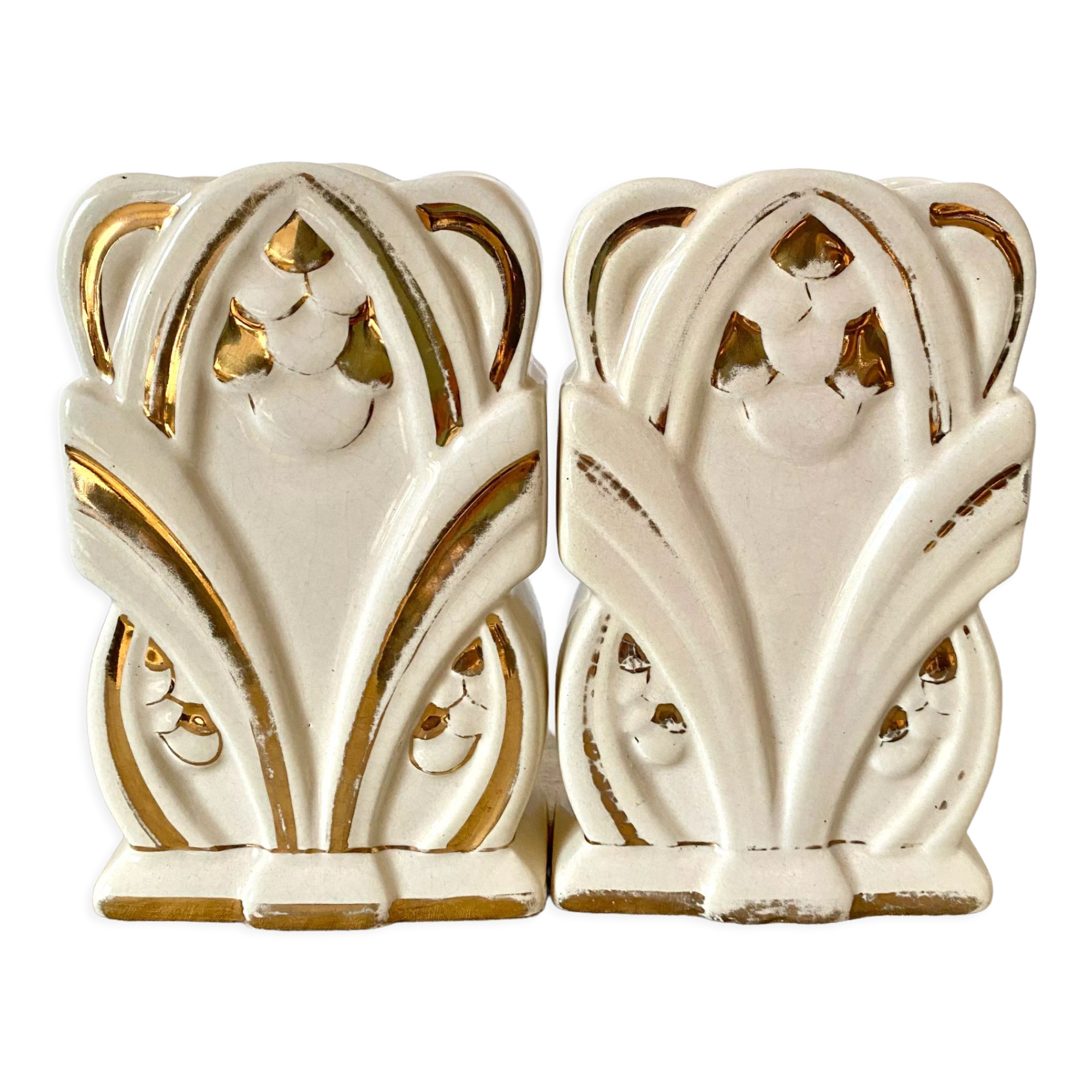 Pair of art deco fireplace vases