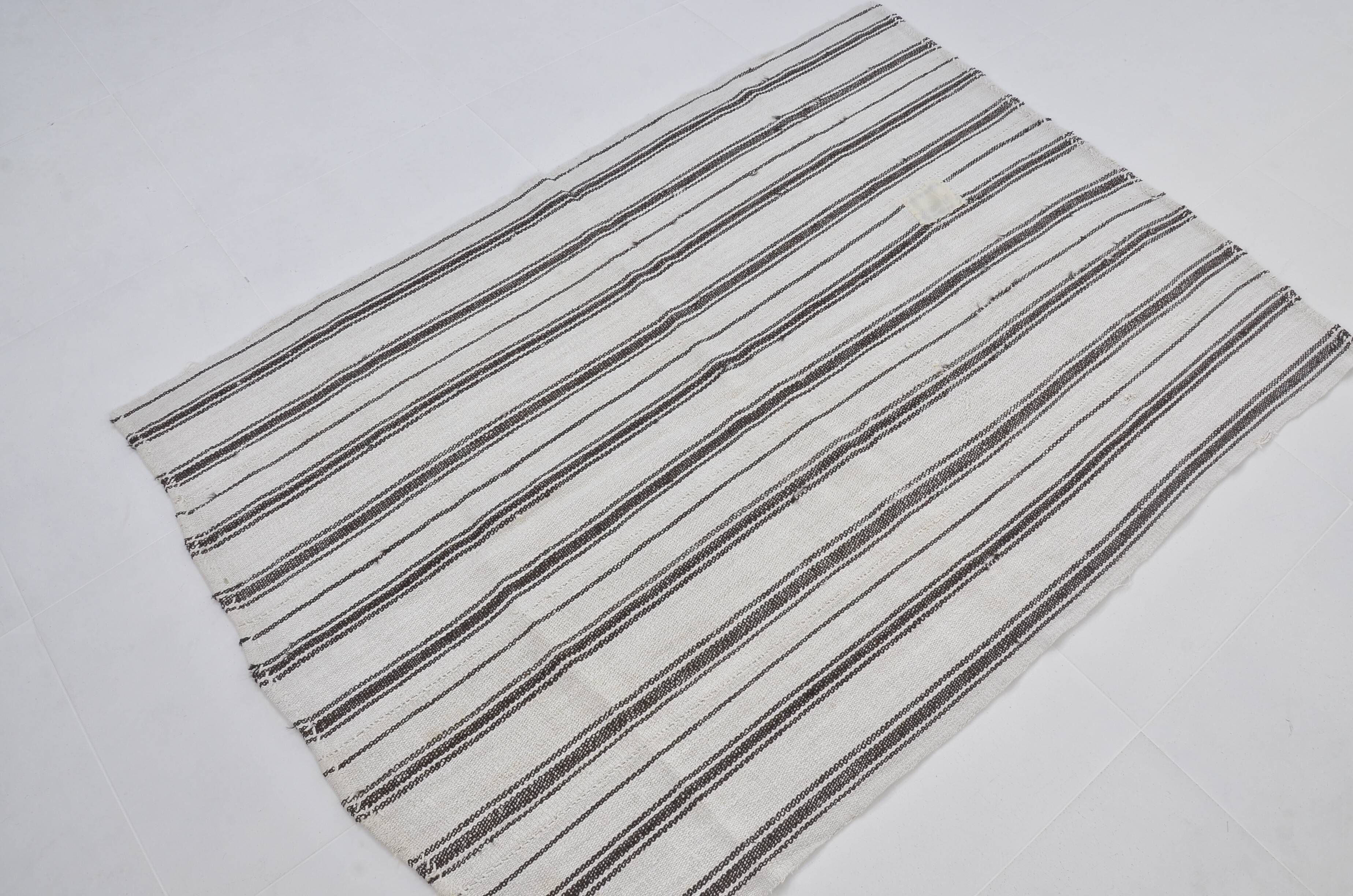 Vintage handwoven hemp rug modern sku 3669