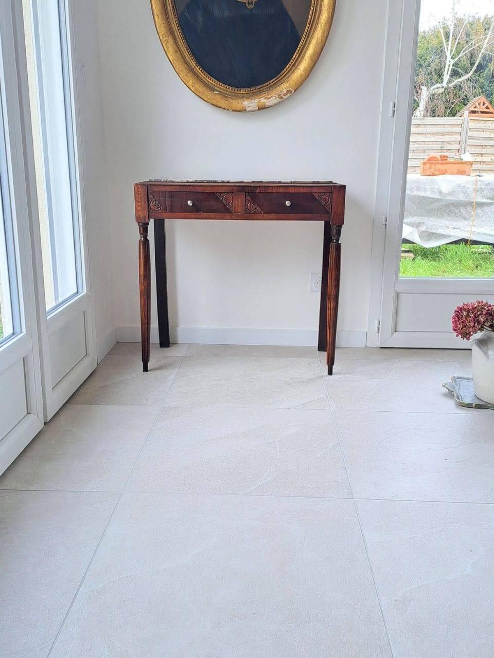 Art Deco Wooden and Marble Console Table