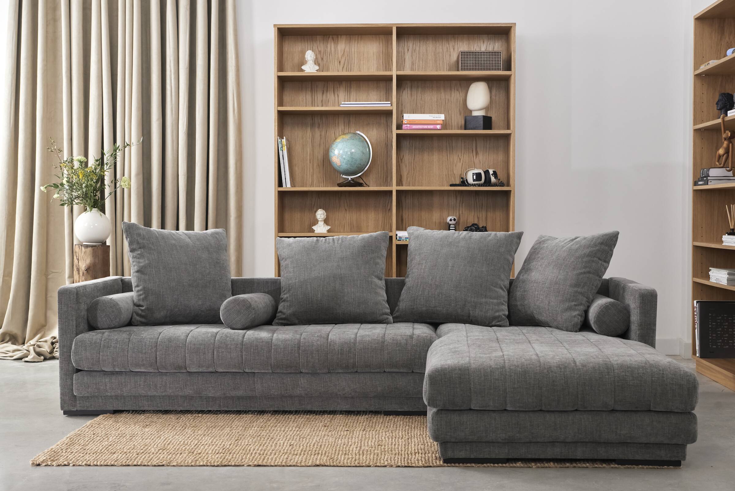 Canapé d'angle KOPENHAGA gris, design scandinave