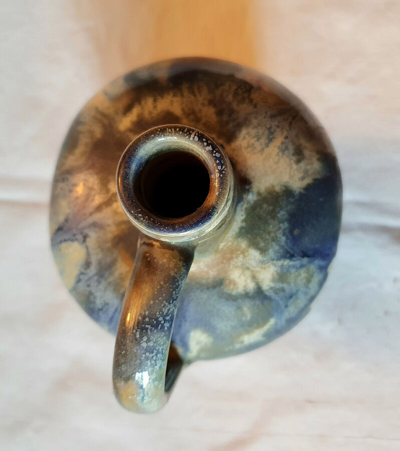 Paul Langeron blue glazed terracotta jug
