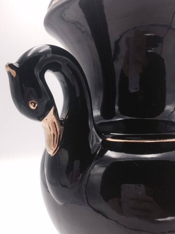 Pied de lampe balustre en céramique noire, années 80