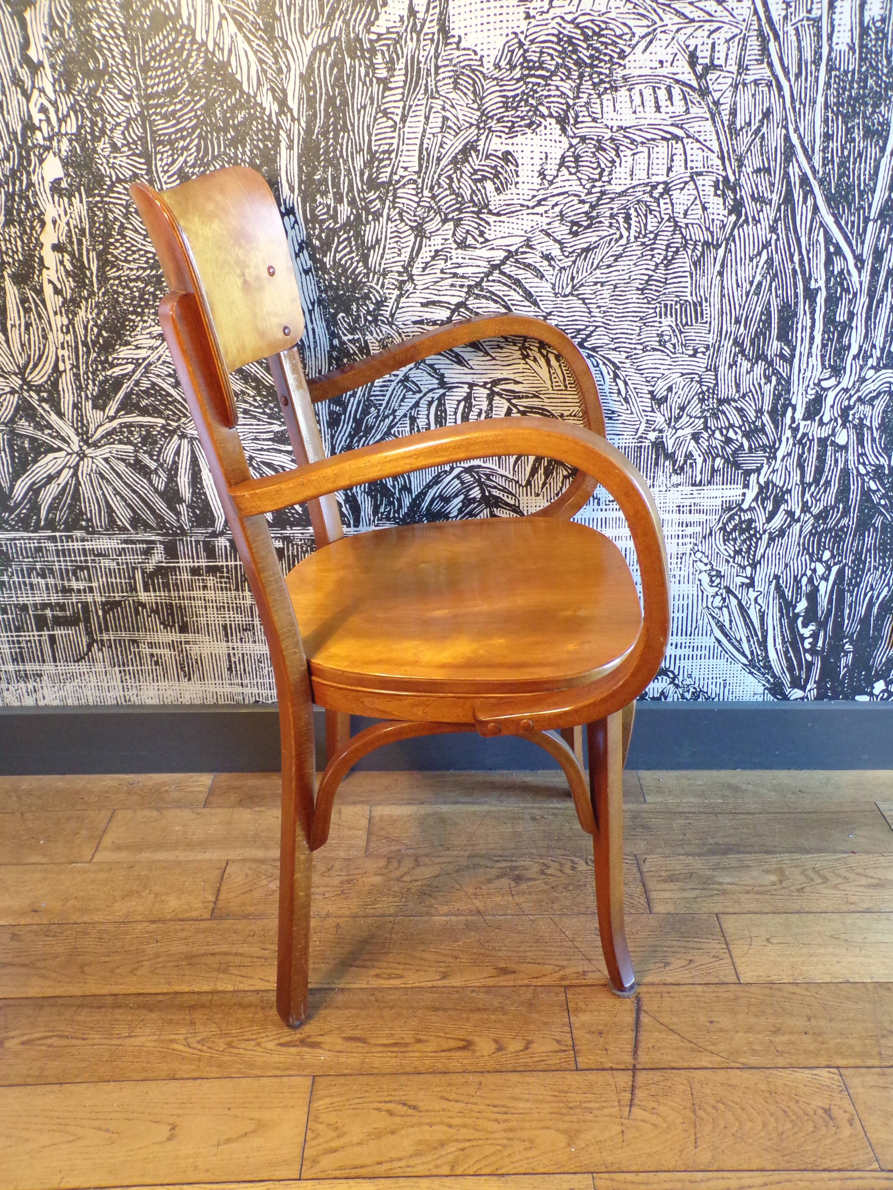 Fauteuil Baumann ancien en bois courbé