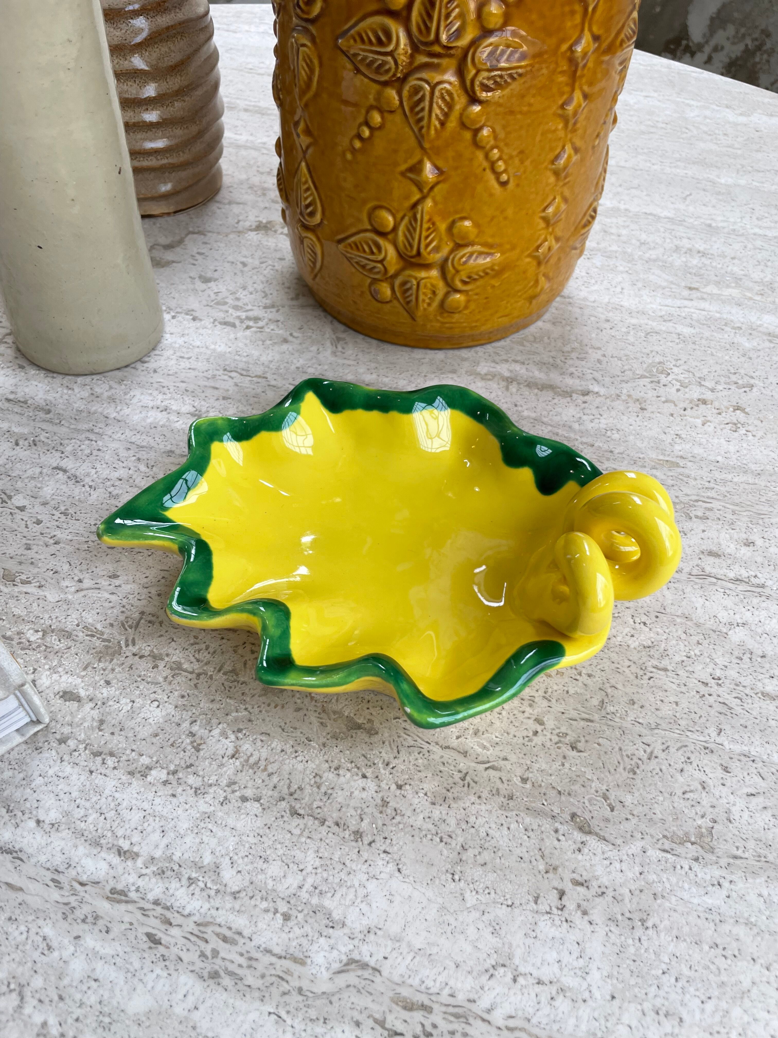 Ceramic yellow vallauris dish