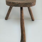 Tripod stool solid wood folk art 60s
