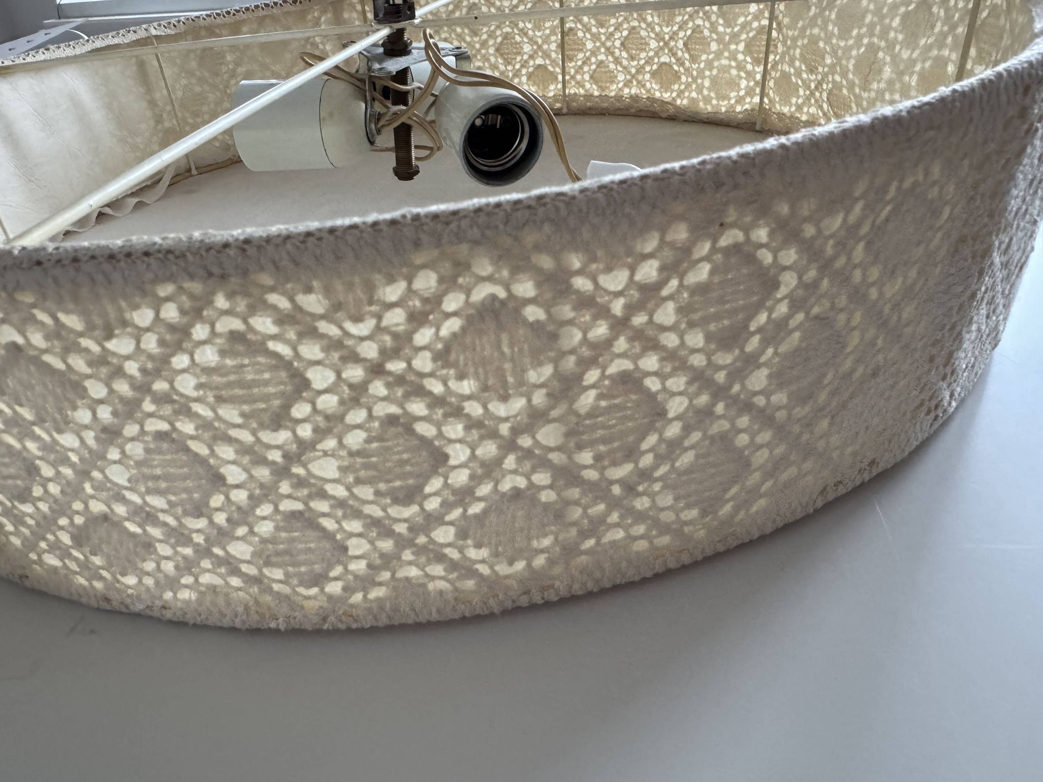 XL textile Plafond /ceiling lamp, swedish modern, crocheted