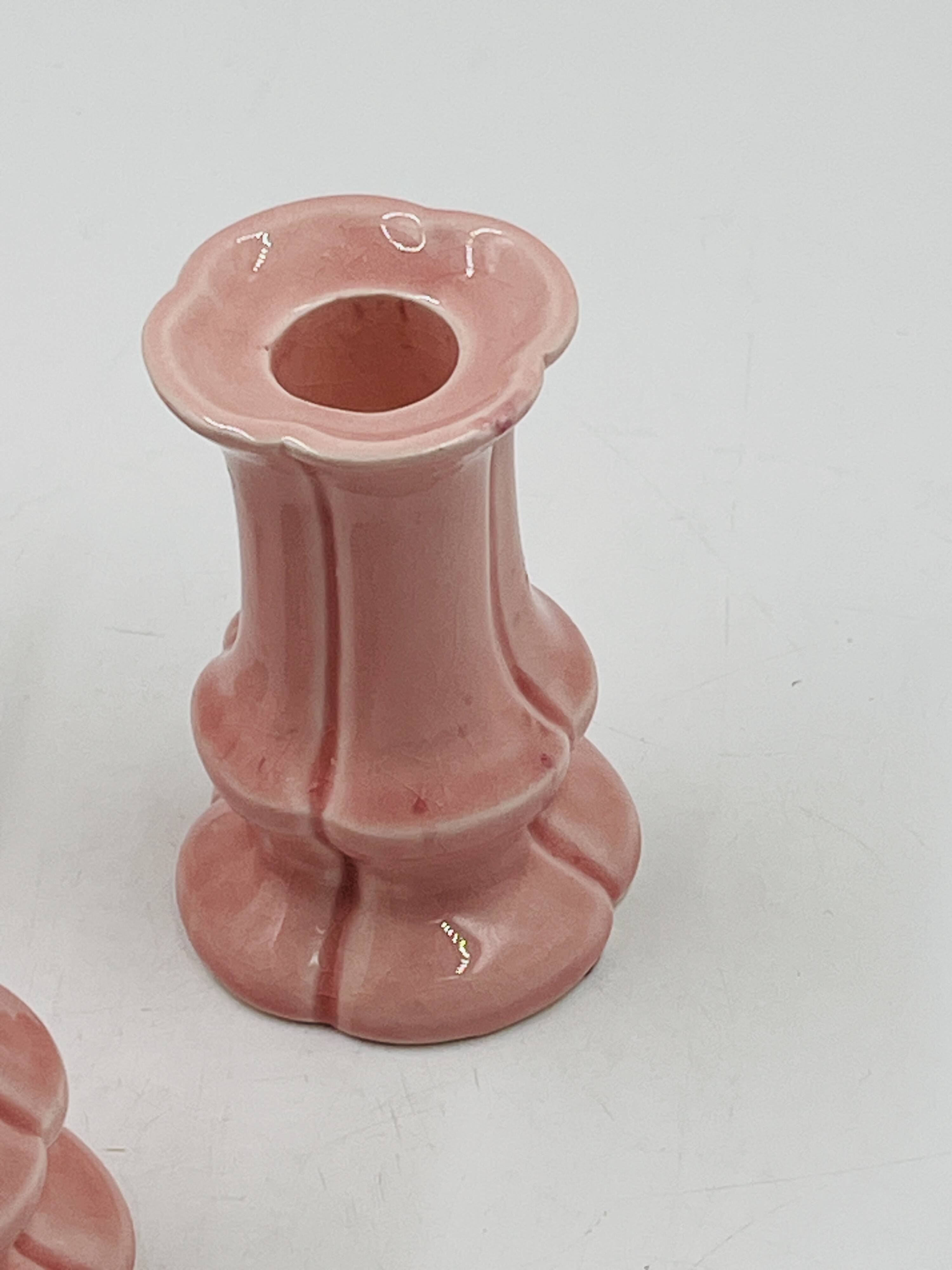 Set of 3 pink ceramic candle holders
