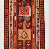 4x11 Kilim Long Wide Dark Red Handwoven Vintage Kilim Runner Rug, 104x317