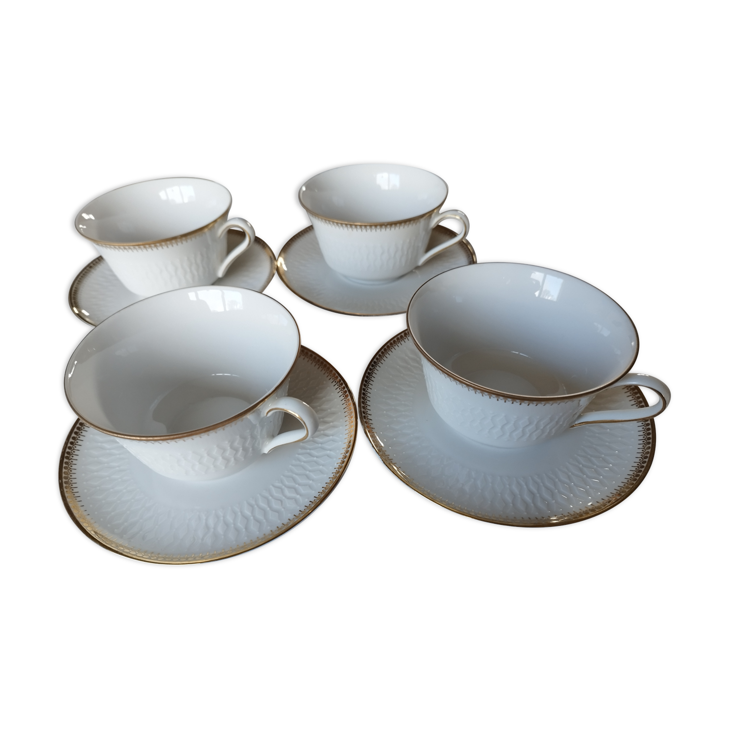 Set de 4 tasses à thé en porcelaine blanche