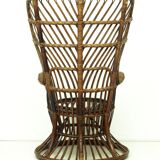 Vintage wicker lounge chair, italian 1950s
