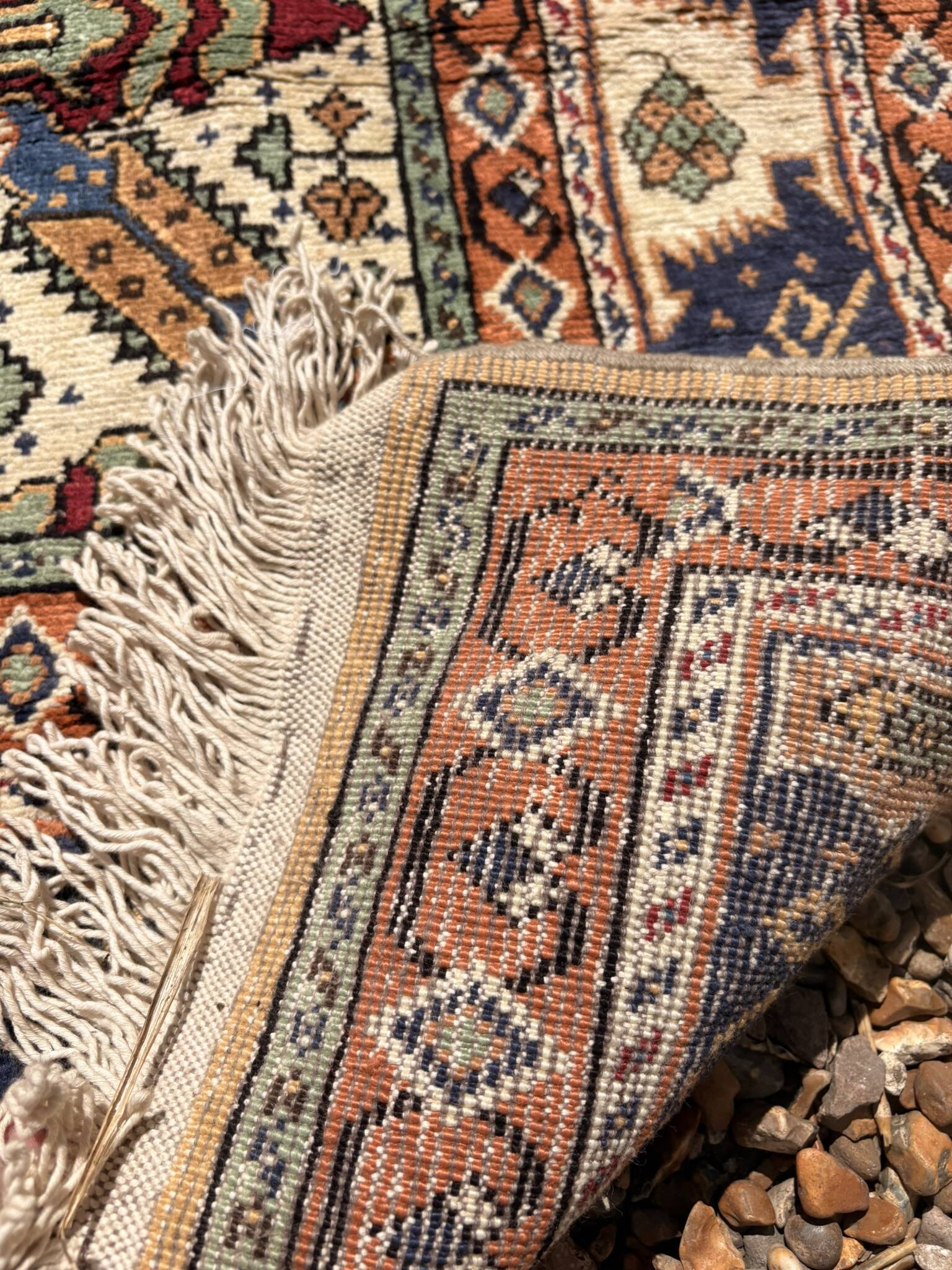 Vintage Oriental Handwoven Wool Caucasian Boho Chic Persian Rug 150x89